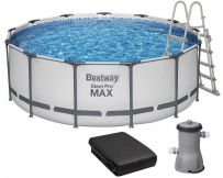 Frame pool Bestway 5618W (396x122 cm) with cartridge filter, ladder and a protective awning