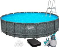 Frame pool Bestway Grey 561JZ (671x132 cm) with sand filter, cover and ladder