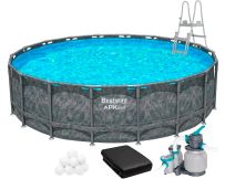 Frame pool Bestway Grey 561KE (610x132 cm) with sand filter, cover and ladder