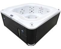 Overflow hydromassage pool Aquajoy Serenity (250х230х96 cm), silver-white marble, black body