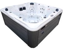 Hydromassage pool Aquajoy Maldives (230х230х95 cm), silver-white marble, with speakers and LED backlight