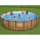 Wooden frame pool Bestway  56977 (549x122 cm) with cartridge filter, ladder and a protective awning