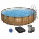 Wooden frame pool Bestway  56977 (549x122 cm) with cartridge filter, ladder and a protective awning