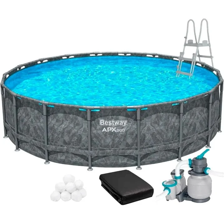 Frame pool Bestway Grey 561KC (549x132 cm) with sand filter, cover and ladder
